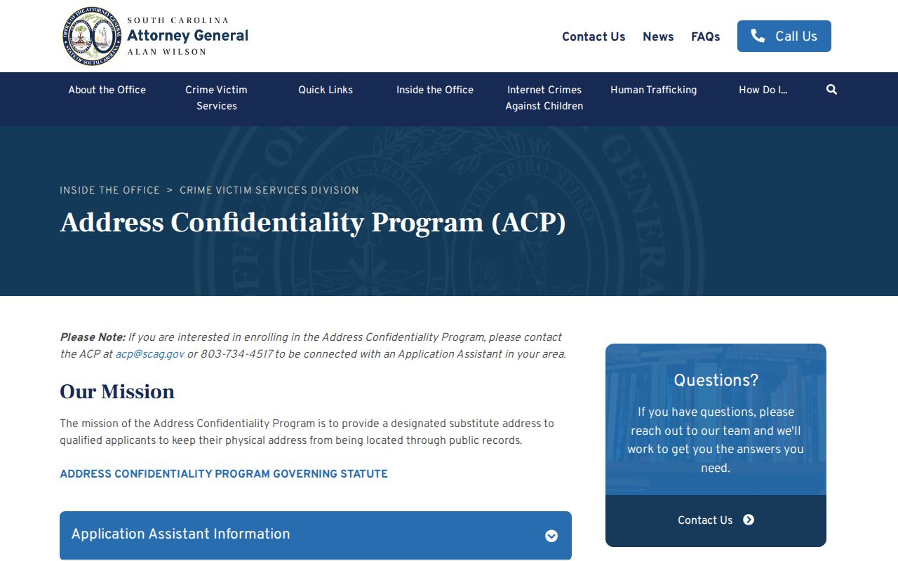 Simpsonville block privacy South Carolina Address Confidentiality Program