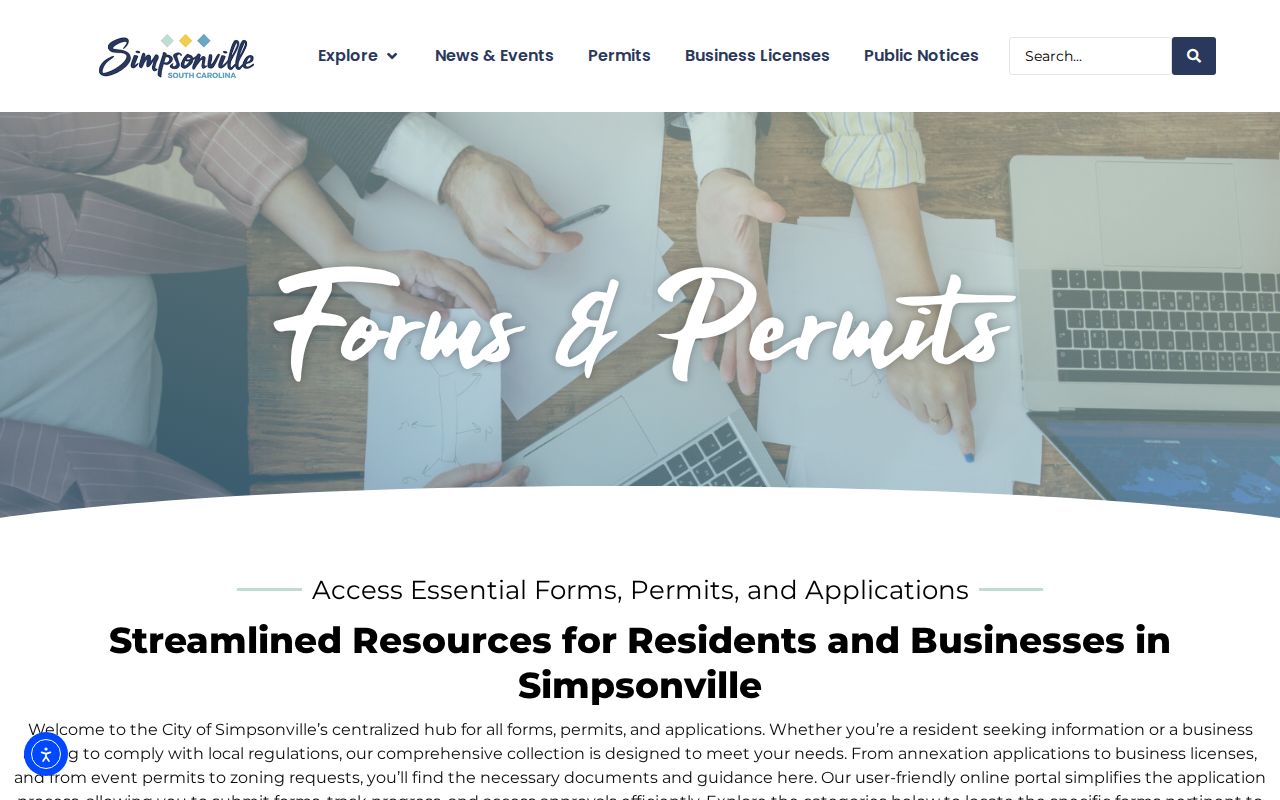 Simpsonville block forms and permits resources