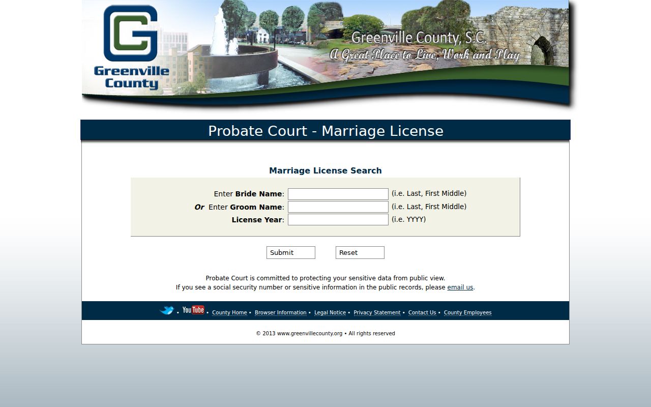 Simpsonville resident lookup marriage license search