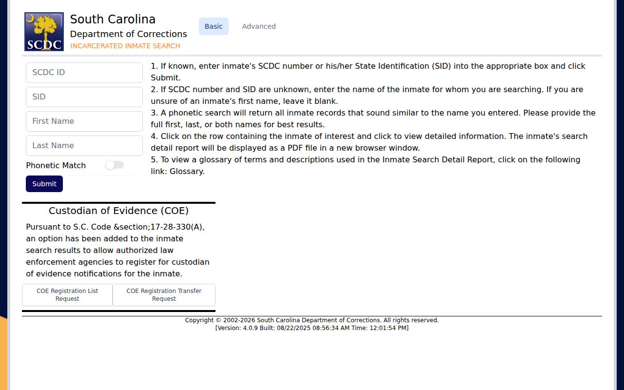 Simpsonville resident lookup South Carolina custody locator