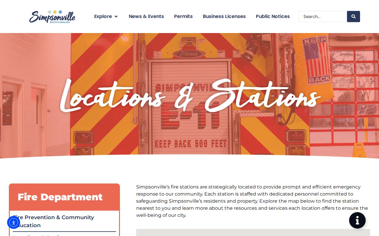 Simpsonville ZIP code directory fire station address examples